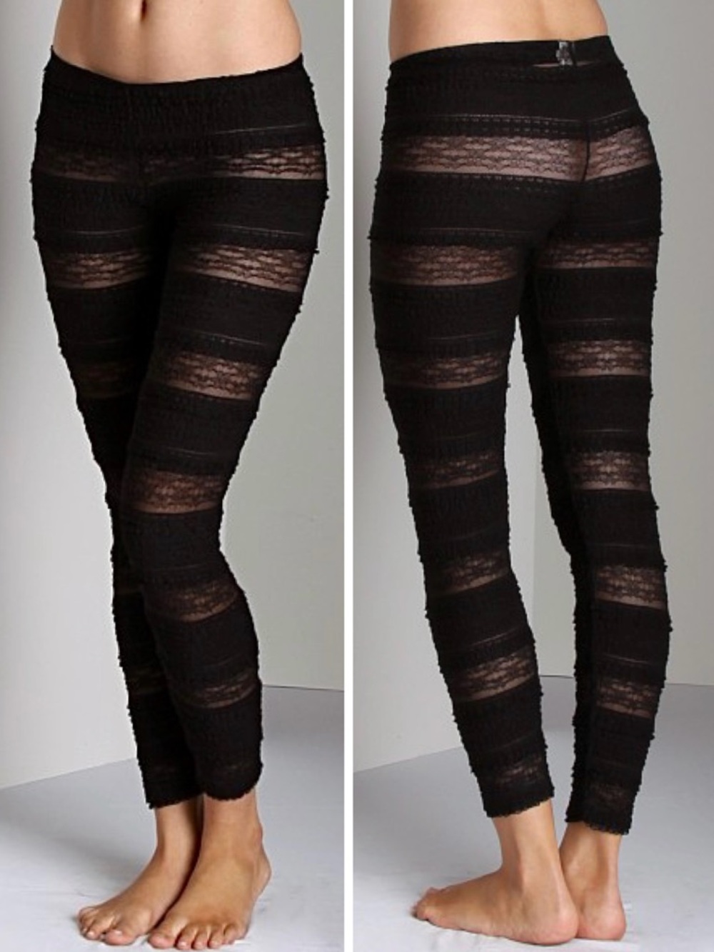 Free People Black Textured Ruffle Leggings
